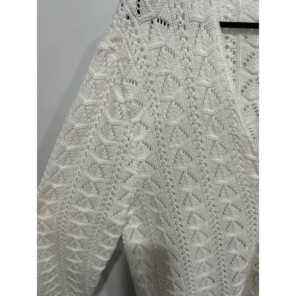 Vintage Just For Women White Crochet Button-Up Cardigan Sweater Sz 1X - Picture 5 of 10
